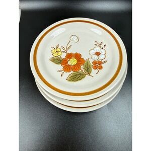 Mountain Wood Collection Trellis Blossom Stoneware 6.25in Plates Set of 3 Japan